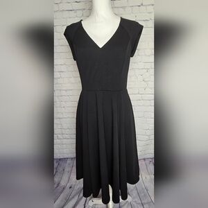 Modcloth Chic Black V-Neck Midi Dress Fate Night Done Right L